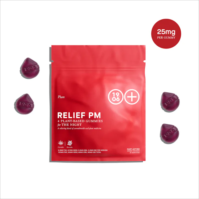 1906 | Gummy | 4pk | 100mg THC + Pain Relief Blend | Relief PM Plum