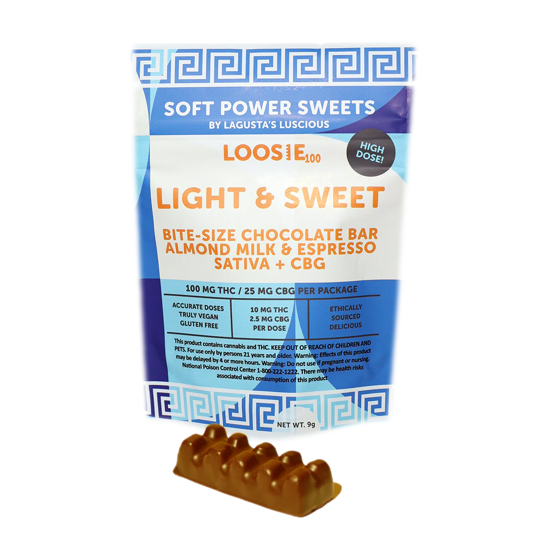 Soft Power Sweets | Edibles | 100mg | 4:1 | THC:CBG | 'High Dose' Almond Milk Espresso Chocolate