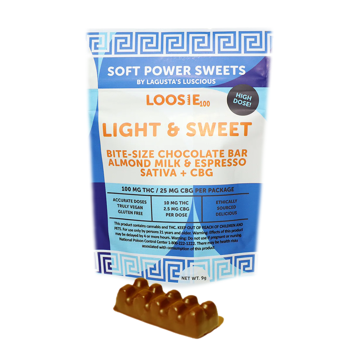 Soft Power Sweets | Edibles | 100mg | 4:1 | THC:CBG | 'High Dose' Almond Milk Espresso Chocolate