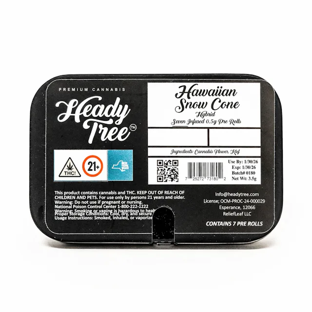 Heady Tree | Preroll | 7pk | 3.5g | Kief Infused Shorty’s Hawaiian Snow Cone