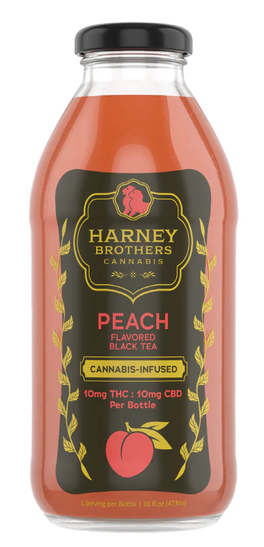 Harney Brothers | Glass Beverage | 10mg THC : 10mg CBD | Peach Black Tea
