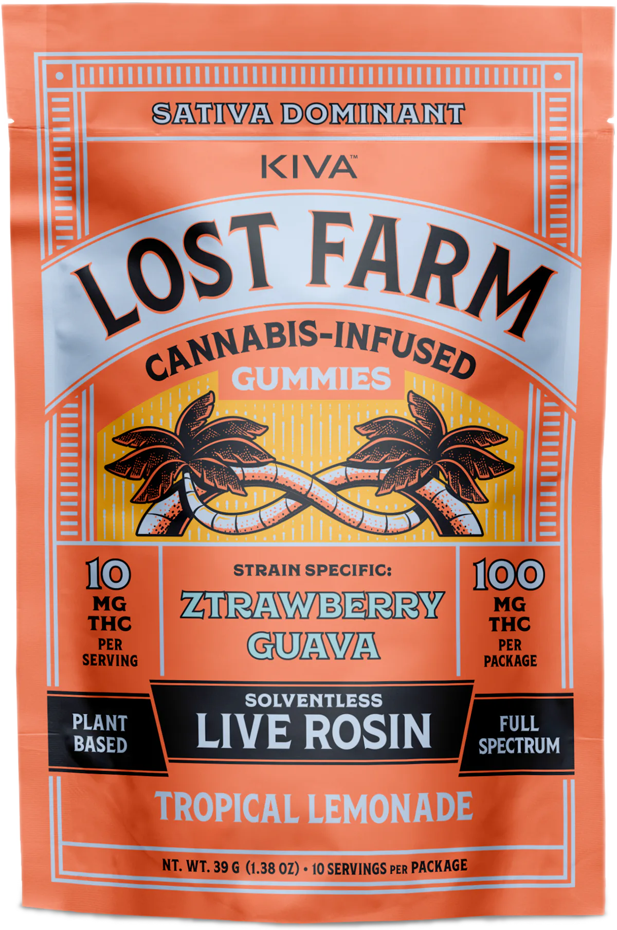 Lost Farm | Gummy | 10pk | 100mg | Live Rosin Ztrawberry Guava x Tropical Lemonade