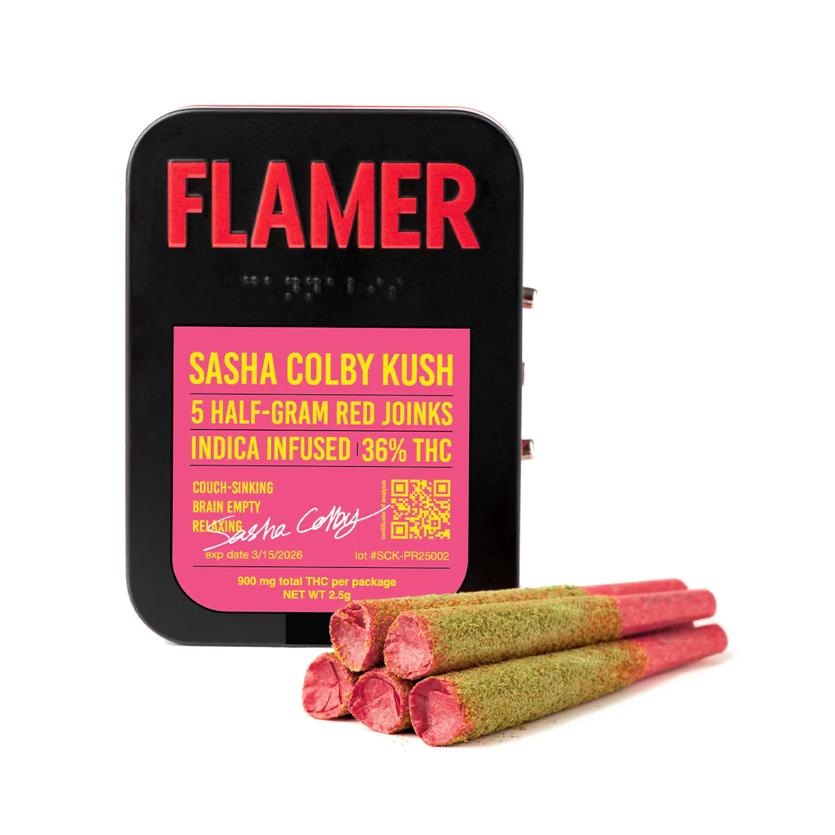 Flamer | Preroll | 5pk | 2.5g | Hash Infused Sasha Colby Kush