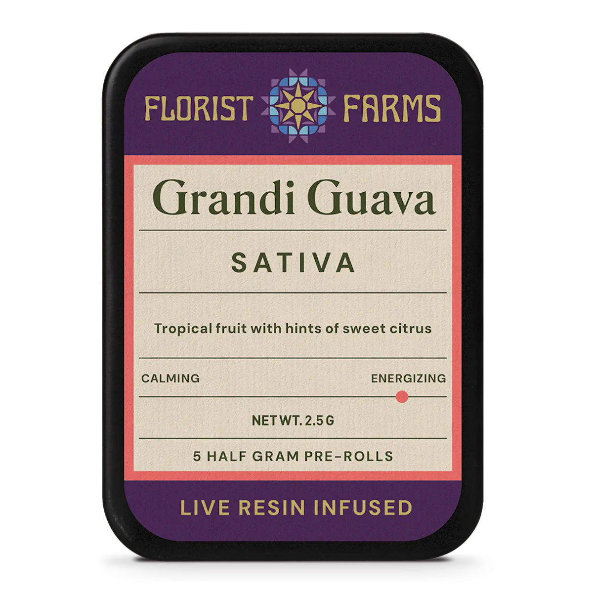 Florist Farms | Preroll | 5pk | 2.5g | Live Resin Infused Grandi Guava