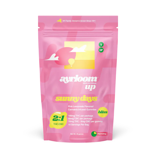Ayrloom | Gummy | 10pk | 100mg | 2:1 (THC:CBC) | Sunny Days Pink Lemonade
