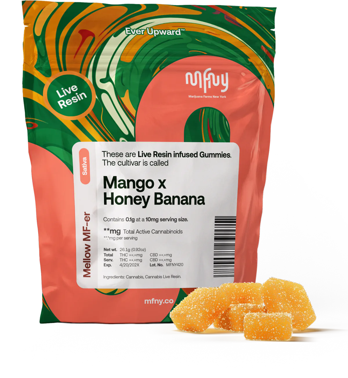 MFNY | Gummy | 10pk | 100mg | Live Resin Mango X Honey Banana