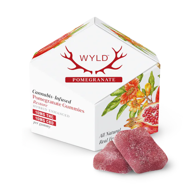 WYLD | Gummy | 10pk | 100mg | Restore Pomegranate 1:1 (THC:CBD)