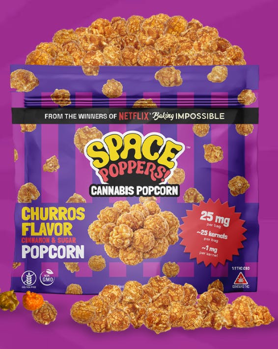 Space Poppers | Churros | 1:1 (THC:CBD) 25mg Popcorn