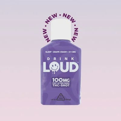 Drink Loud | Grape Crash | 100mg 2:1 (THC:CBN) Nano Shot