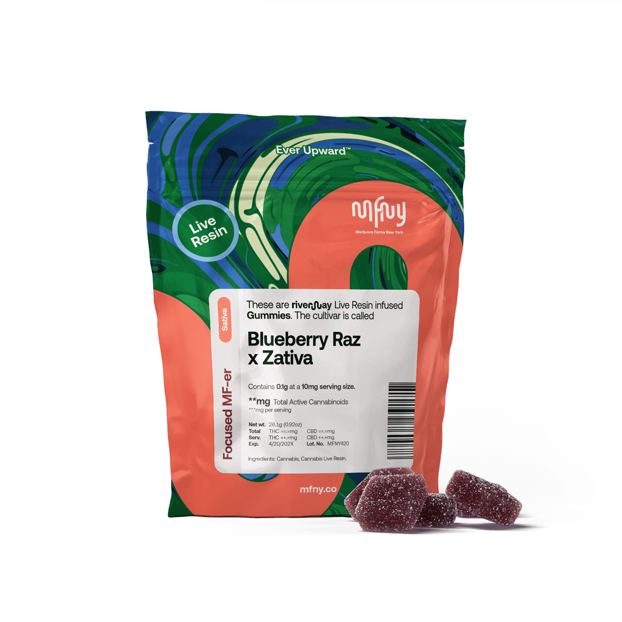 Live Resin Gummies | 10pk x 10mg | 100 mg - | Blueberry Raz x Zativa