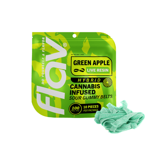 Live Resin Gummies | Green Apple Belts | 10pk x 10mg | 100 mg