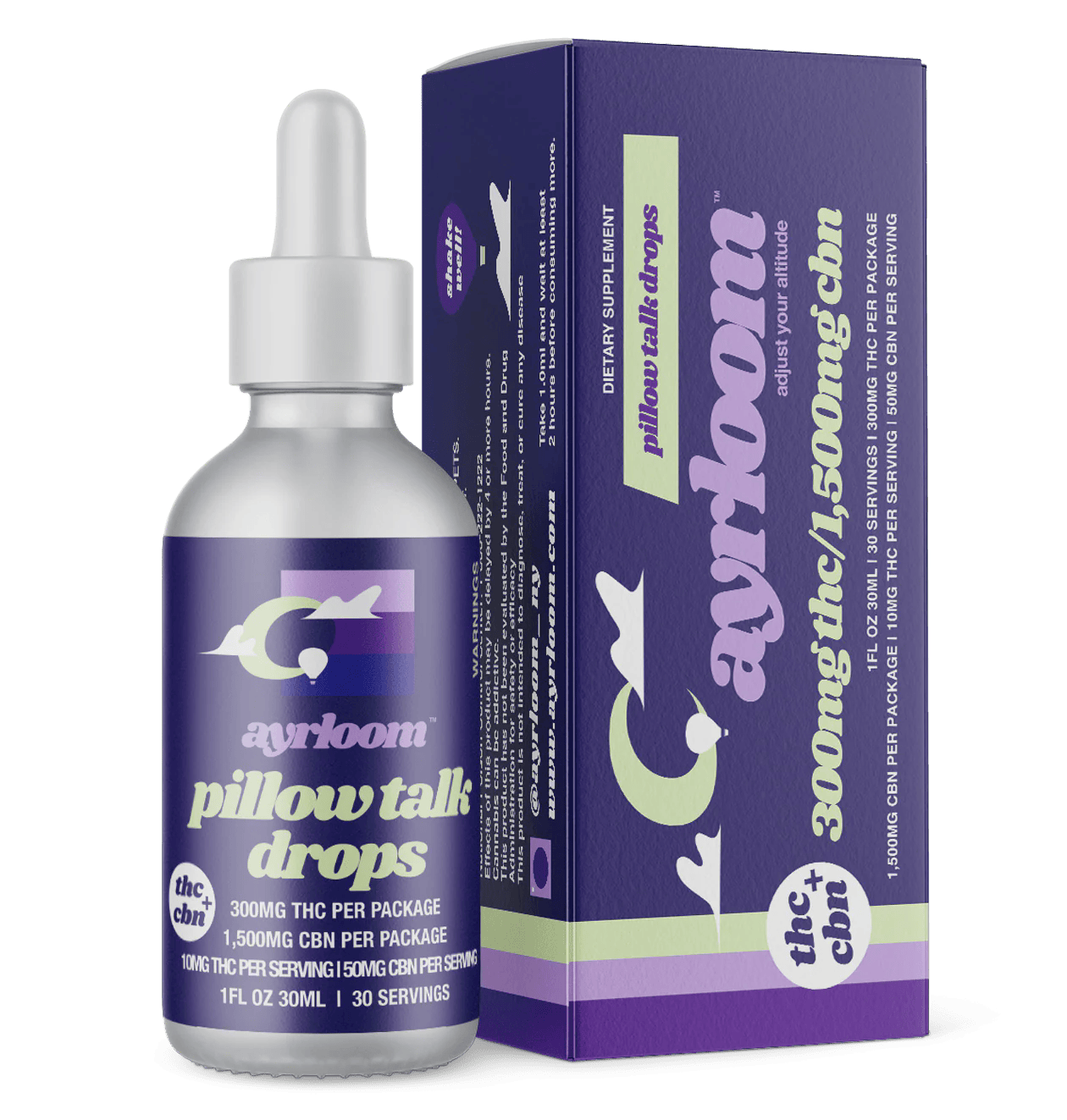 Tinctures | Pillow Talk Drops | 1:1 | THC:CBN | 1,500 mg : 300 mg | 30 ml