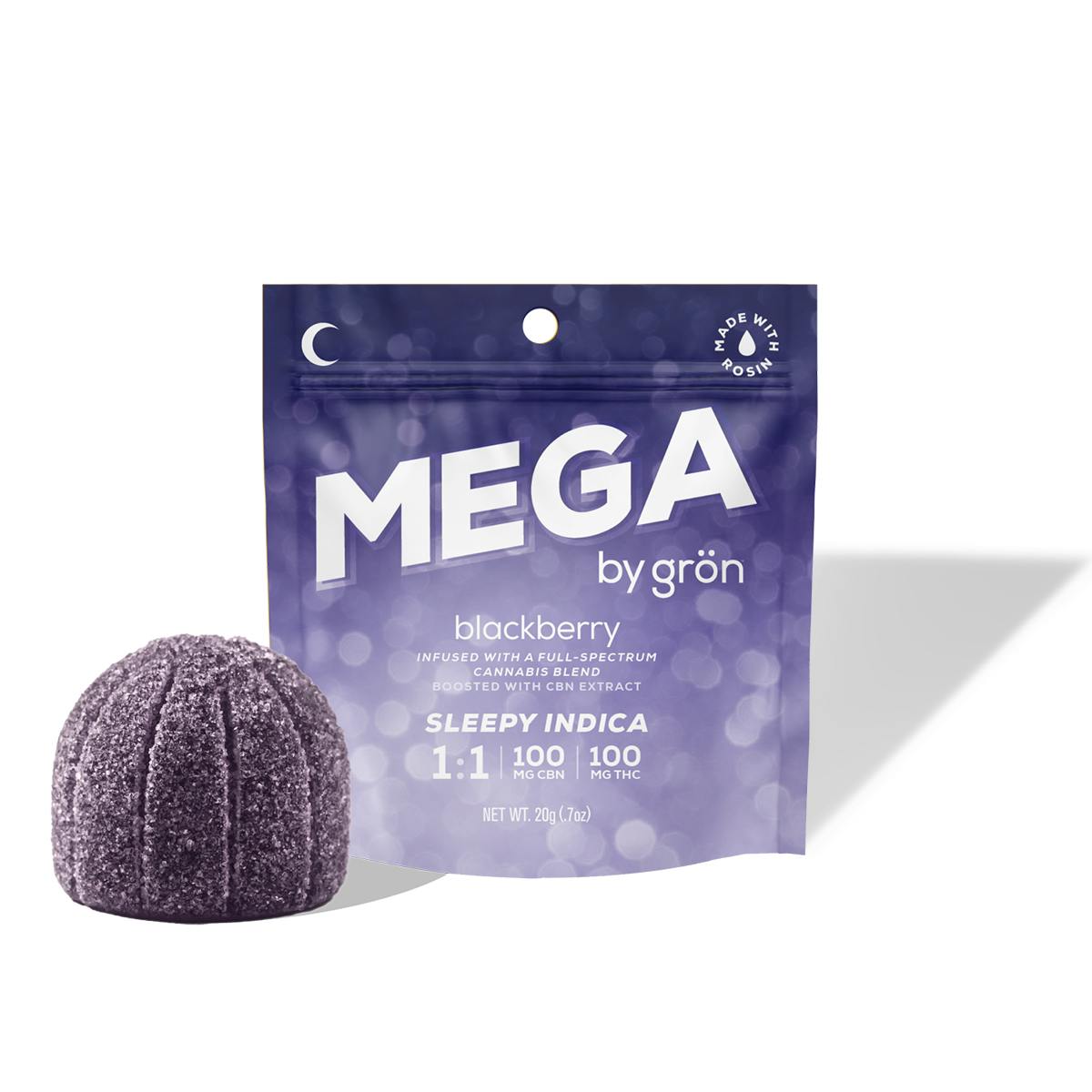 gron | Gummies | Blackberry MEGA "Sleepy Indica" | 1:1 | CBN:THC | 1pk | 100 mg