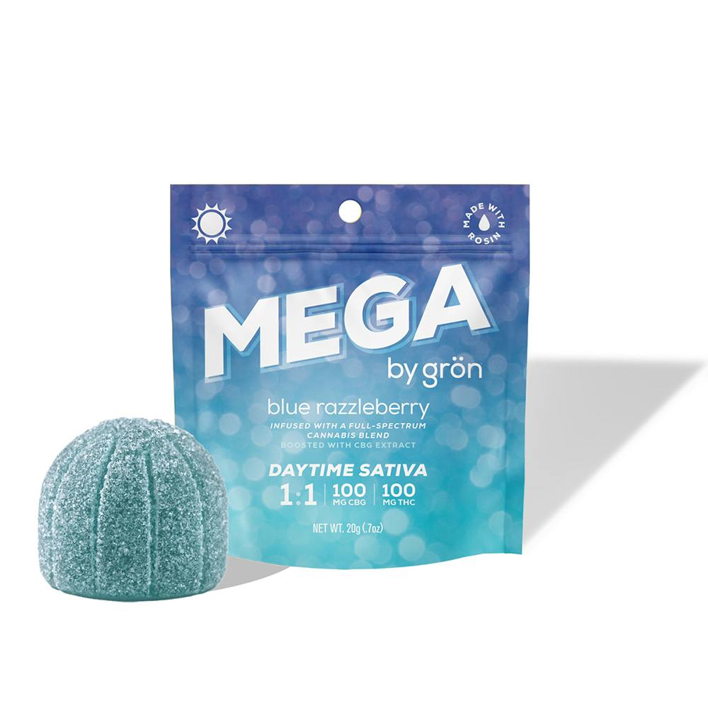 gron | Gummies | Blue Razzleberry MEGA "Daytime Sativa" | 1:1 | CBG:THC | 1pk | 100 mg