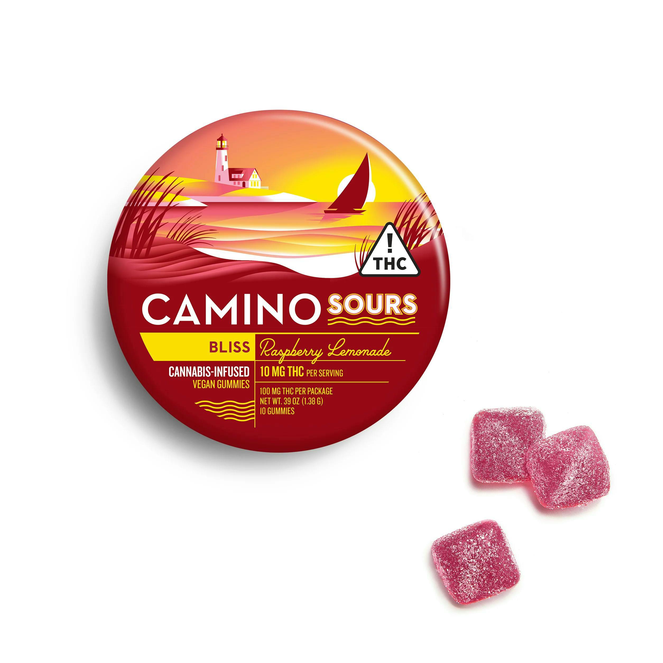 Sour Gummies | 10pk x 10mg | 100 mg - | Raspberry Lemonade | THC