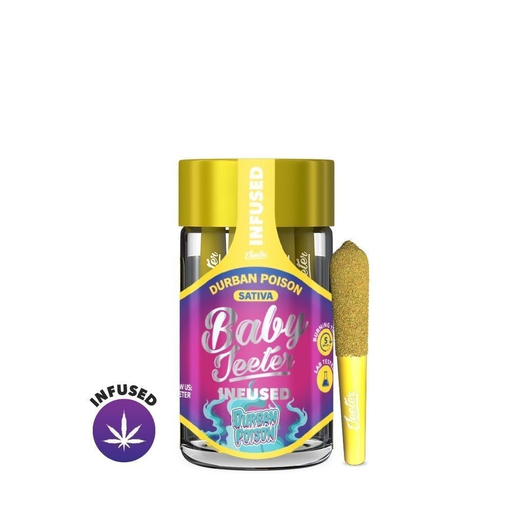 Baby Jeeter | Infused Pre-Rolls | Durban Poison | 5pk x 0.5g | 2.5 g
