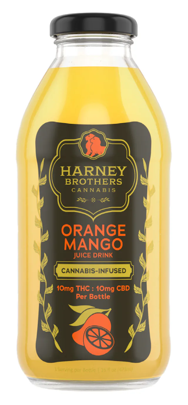Harney Brothers | Glass Beverage | 10mg THC : 10mg CBD | Orange Mango