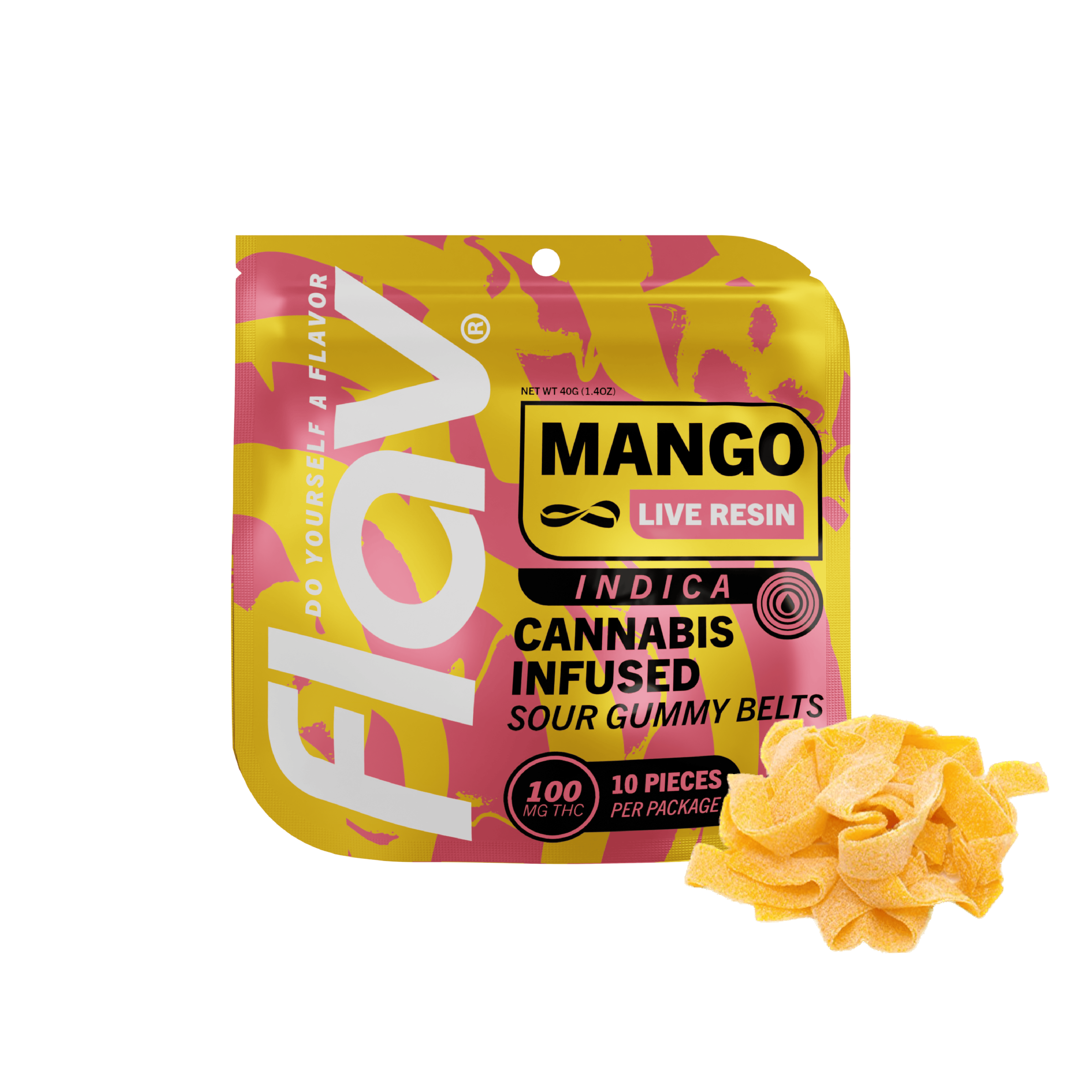 Live Resin Gummies | Mango Sour Belts | 10pk x 10mg | 100 mg