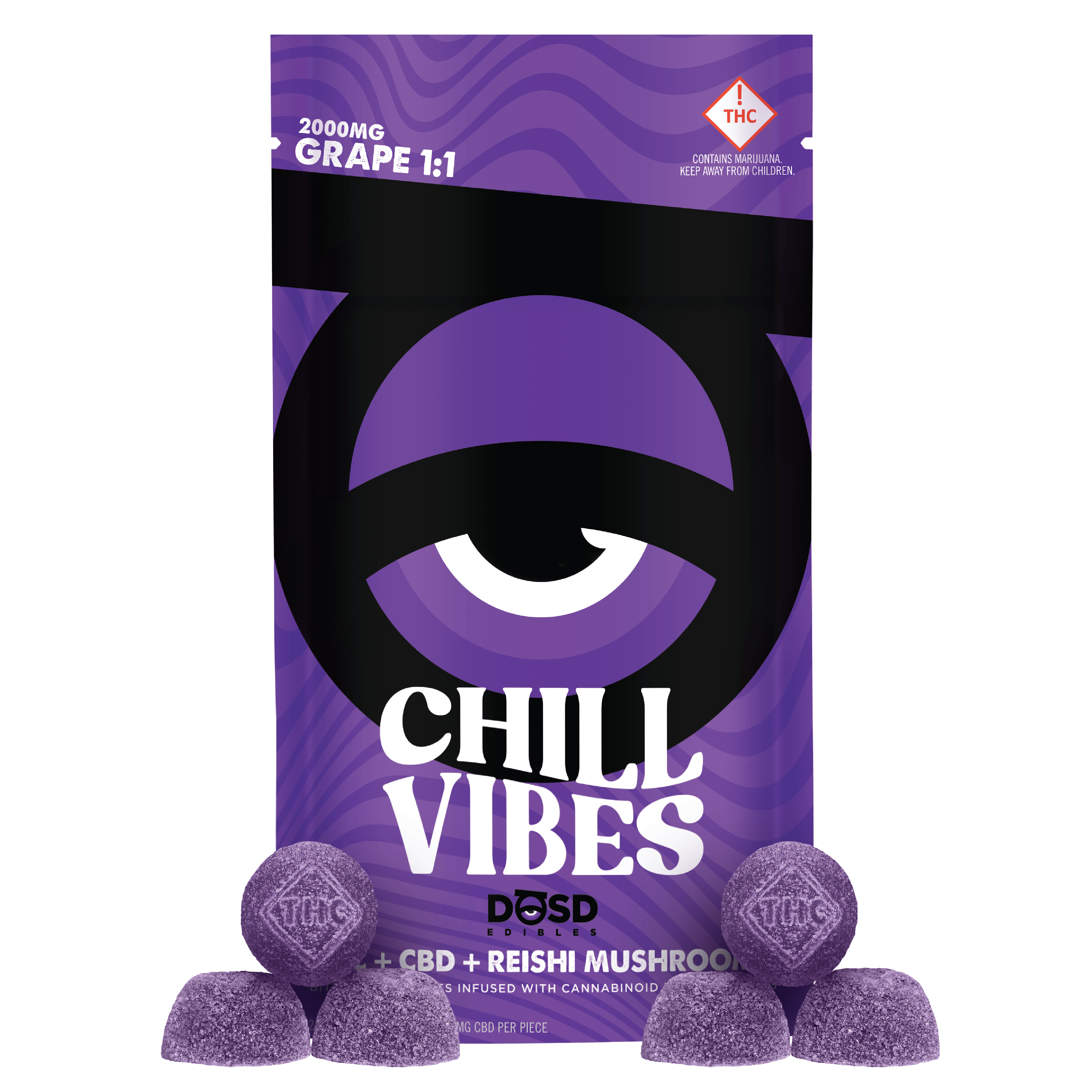 2000MG Chill Vibes - Grape 1:1 (THC:CBD)