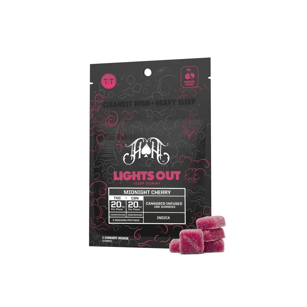 Gummies | Midnight Cherry Ultra Gummy "Lights Out" | 1:1 | THC:CBN | 5pk x 20mg | 100 mg