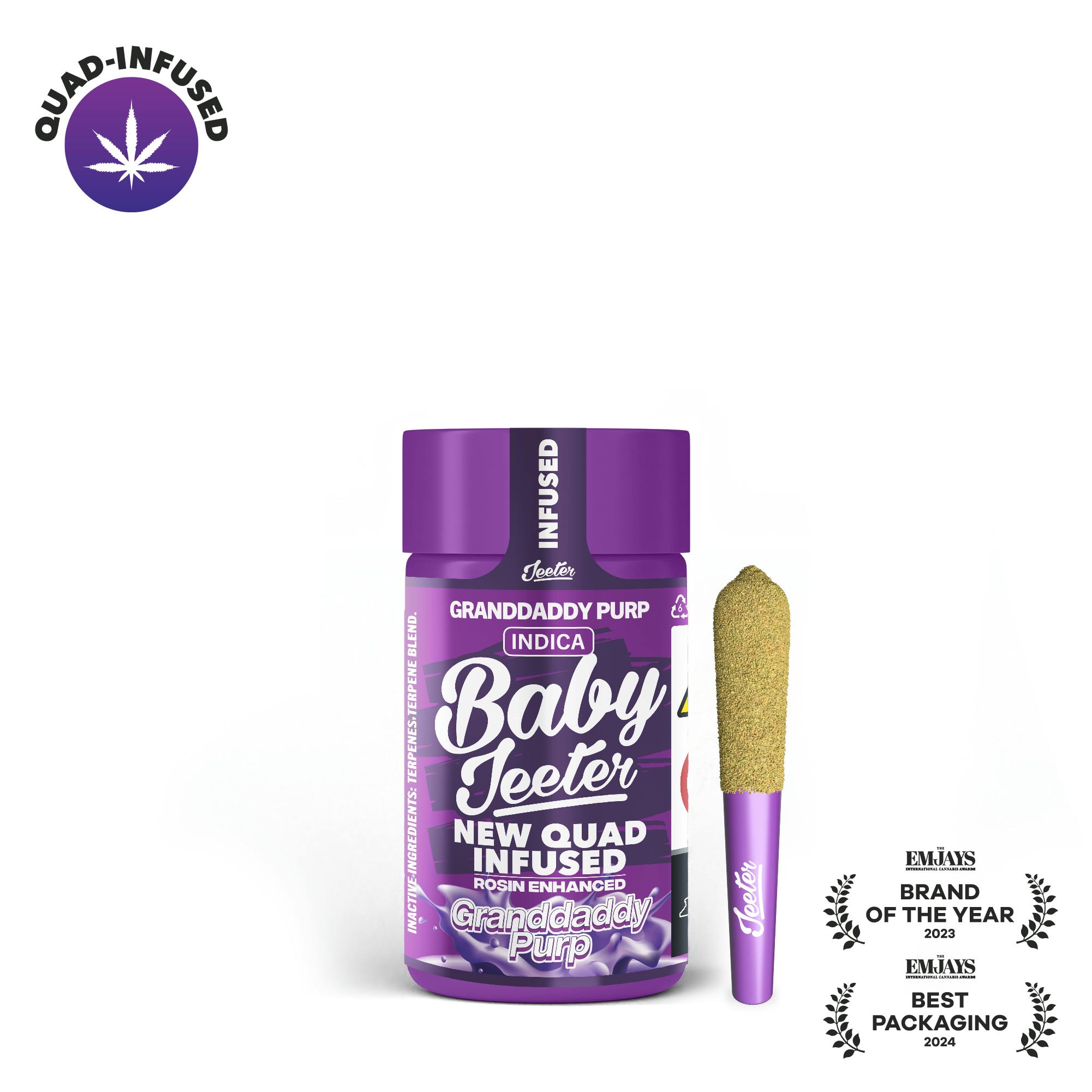 Baby Jeeter | Infused Pre-Rolls | Granddaddy Purp | 5pk x 0.5g | 2.5 g