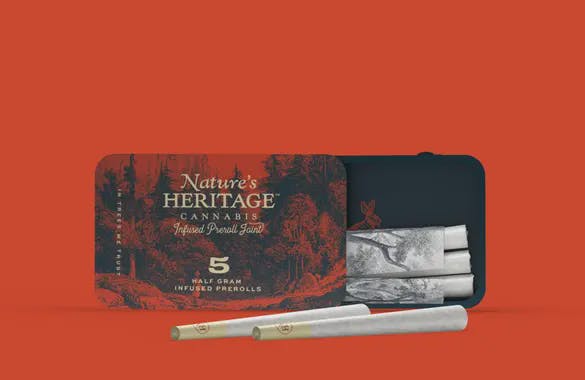 Nature's Heritage | Local Skunk | 0.5g PreRoll | 5 Pack | Infused w/ Bubble Hash