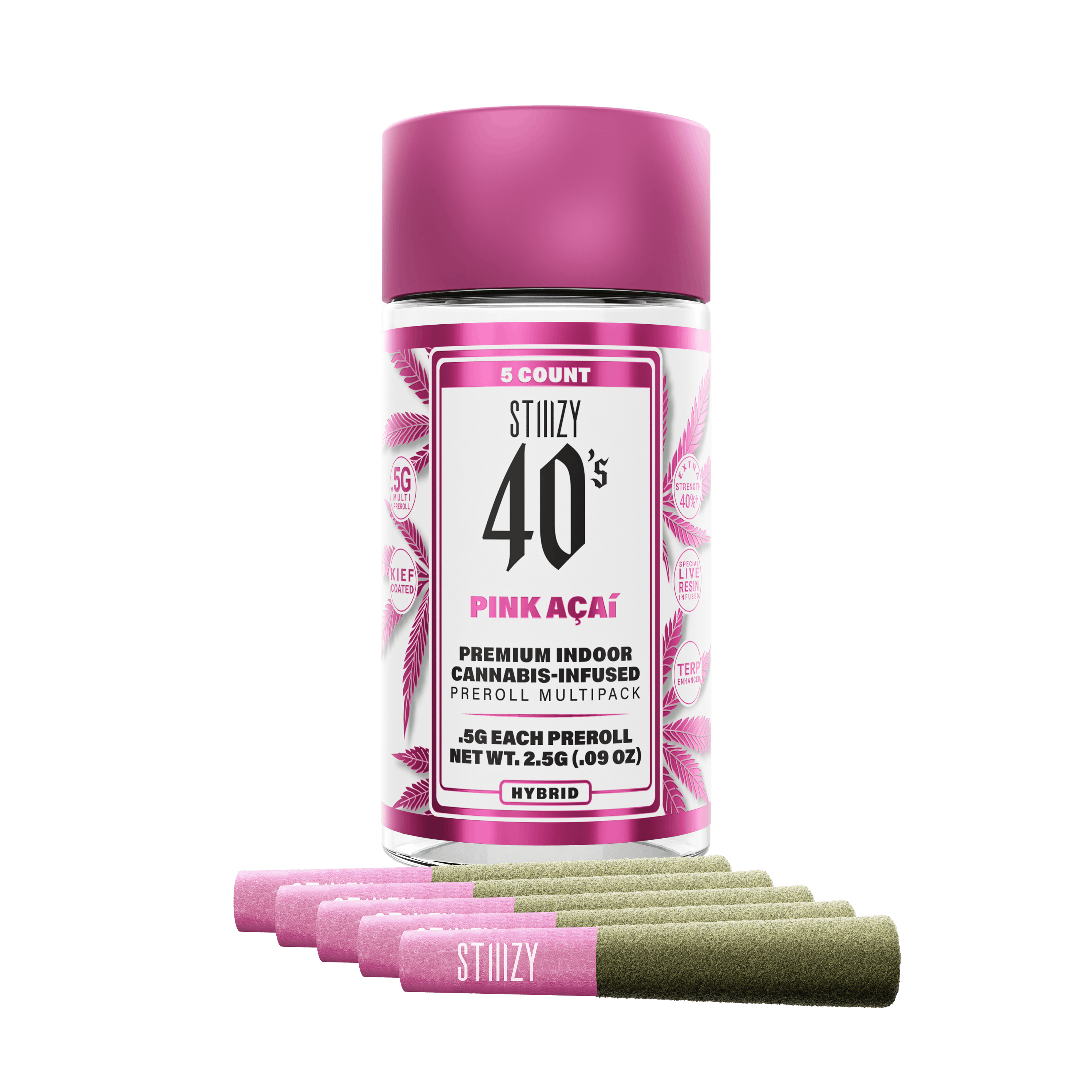 Infused Pre-Rolls | Pink Acai 40'S | 5pk x 0.5g | 2.5 g
