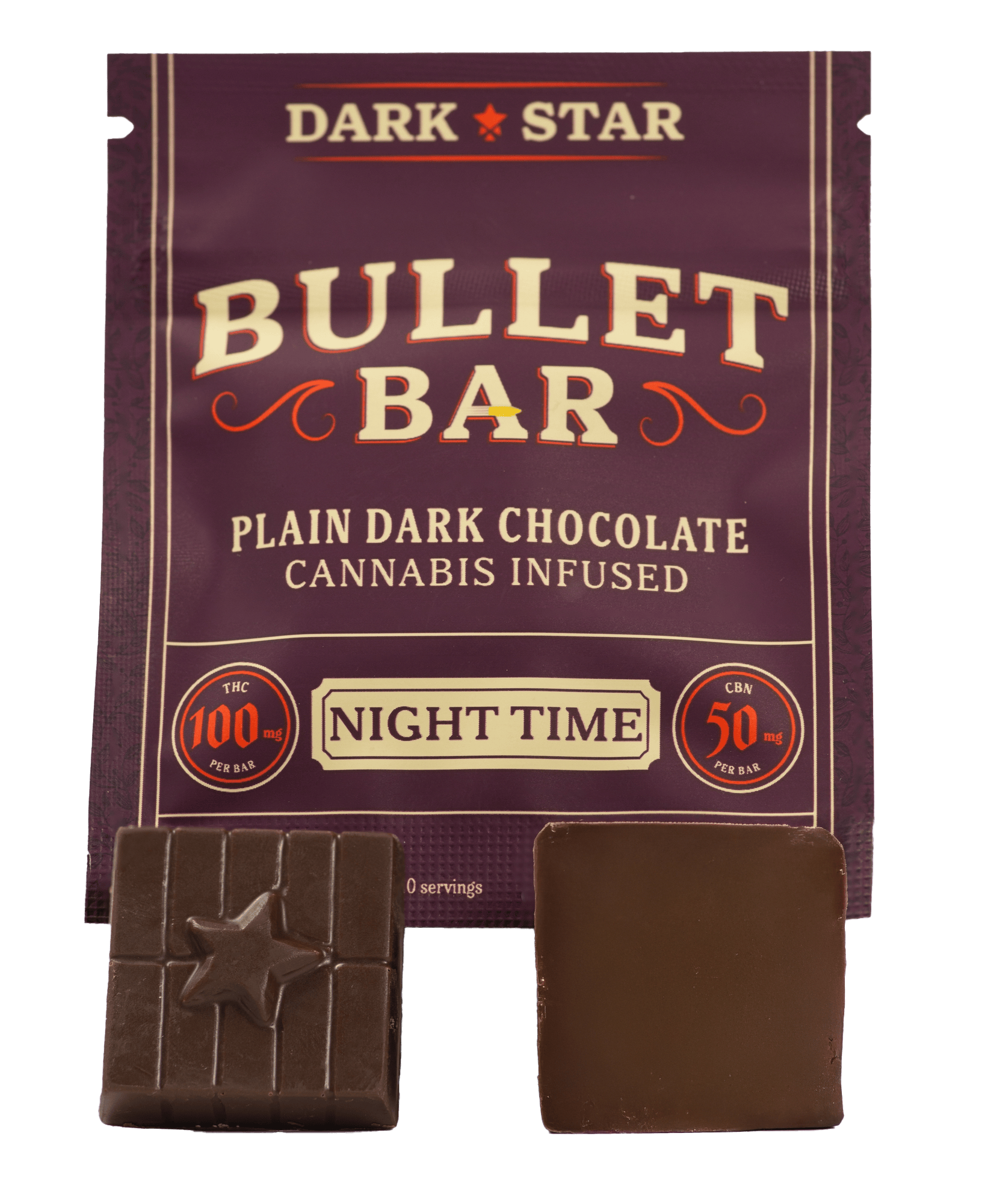 Dark Chocolates | Bullet Bar "NightTime" | 2:1 | THC:CBN | 1 pk | 100 mg