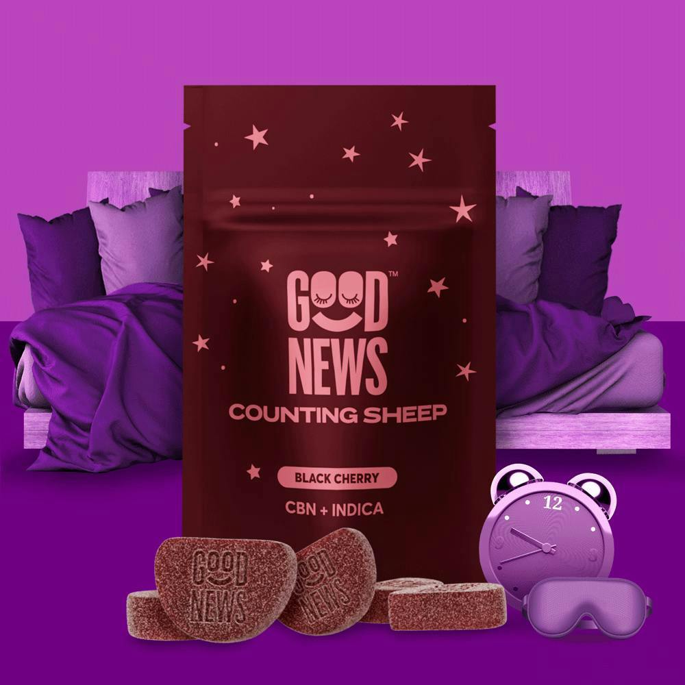 Good News | Counting Sheep | 2:1 (THC:CBN) 100mg Gummies | Black Cherry