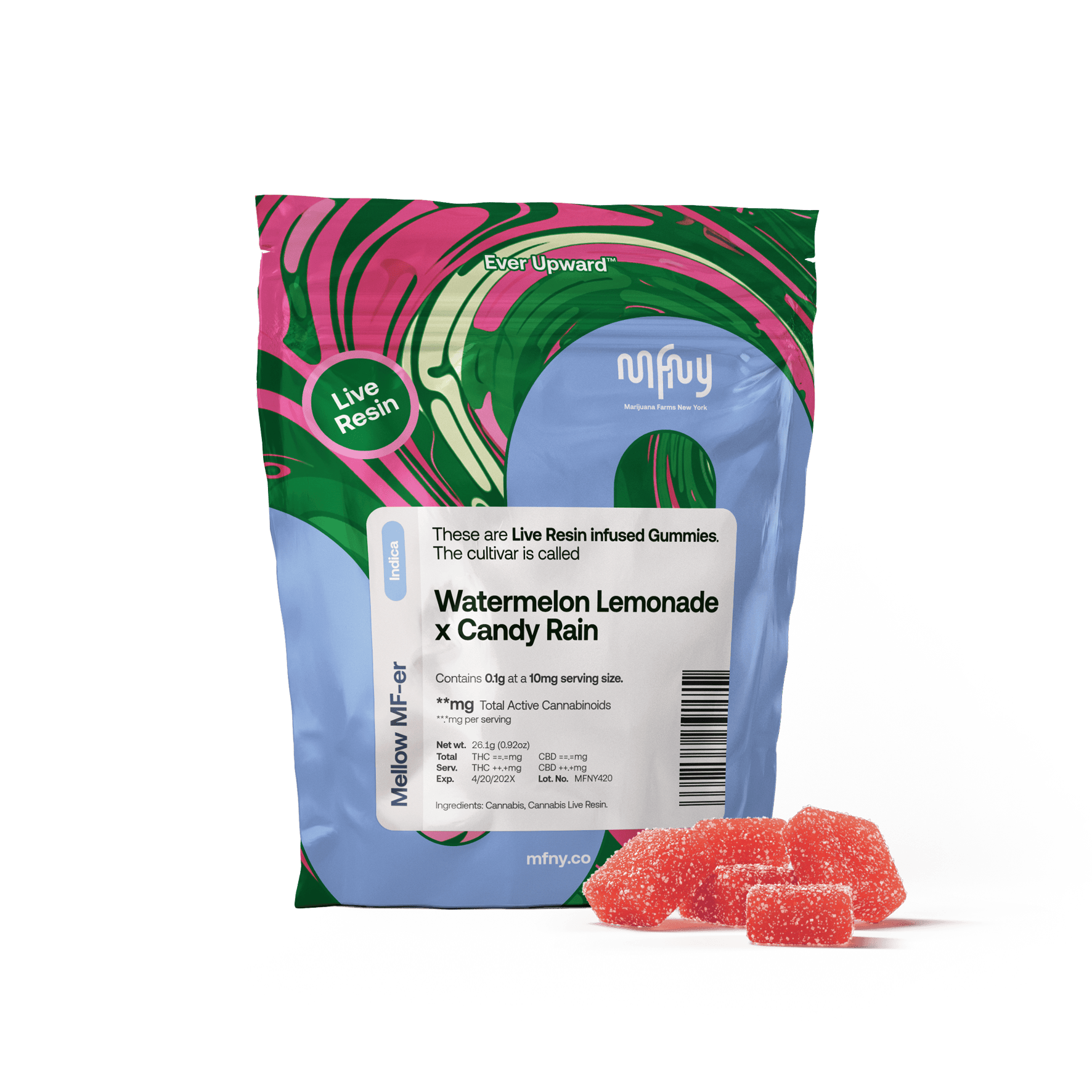 Live Resin Gummies | 10pk x 10mg | 100 mg - | Watermelon Lemonade x Candy Rain