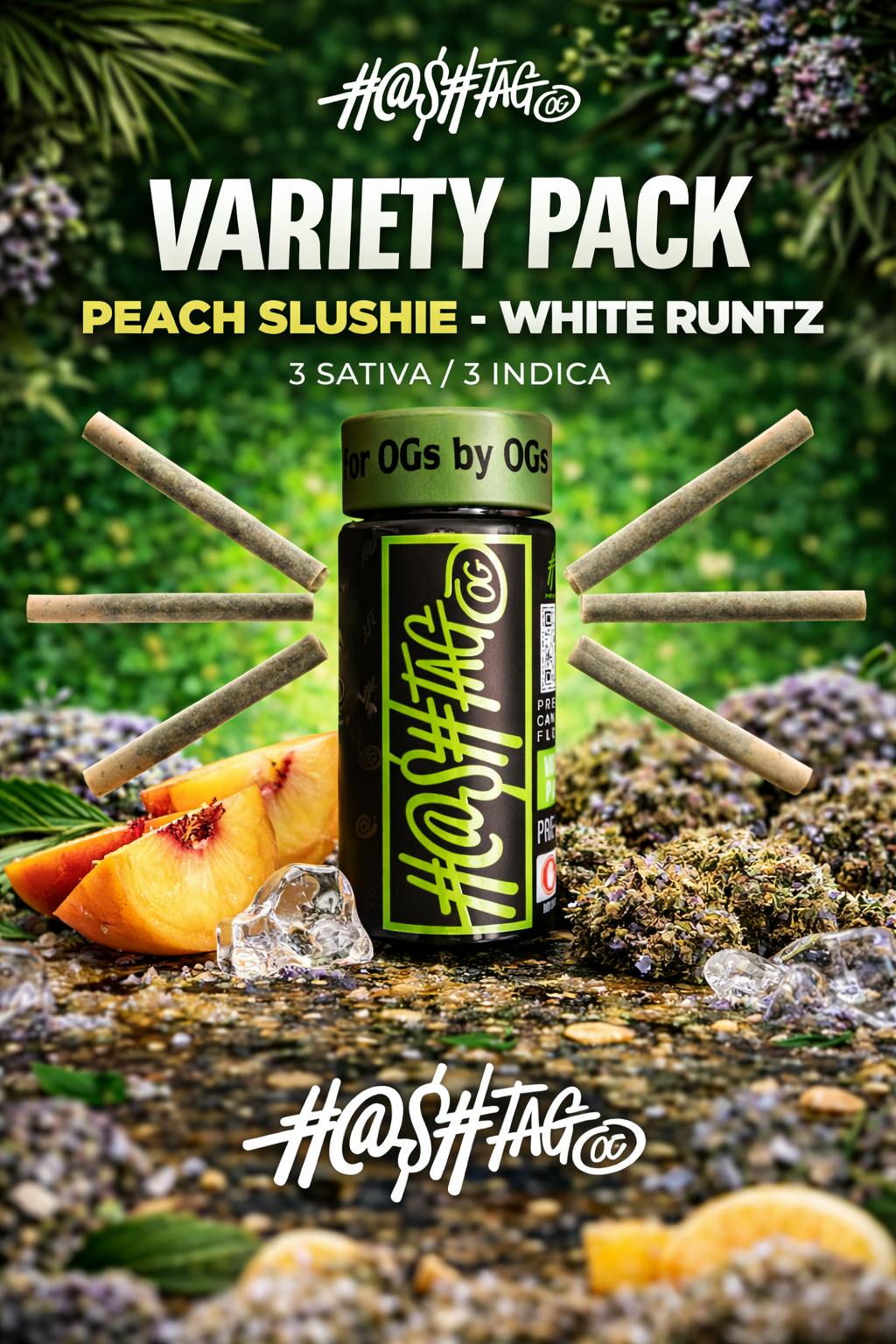 Pre Roll | Sative/Indica Duo Pack | White Runtz + Peach Slushie  | 6pk
