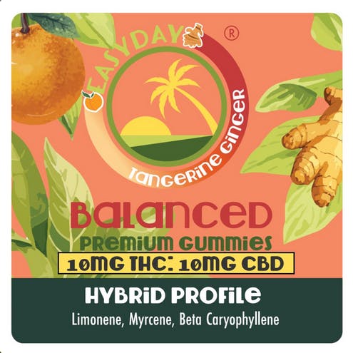 Balanced Tangerine Ginger Chews 10mg THC & 10mg CBD x 10ct.
