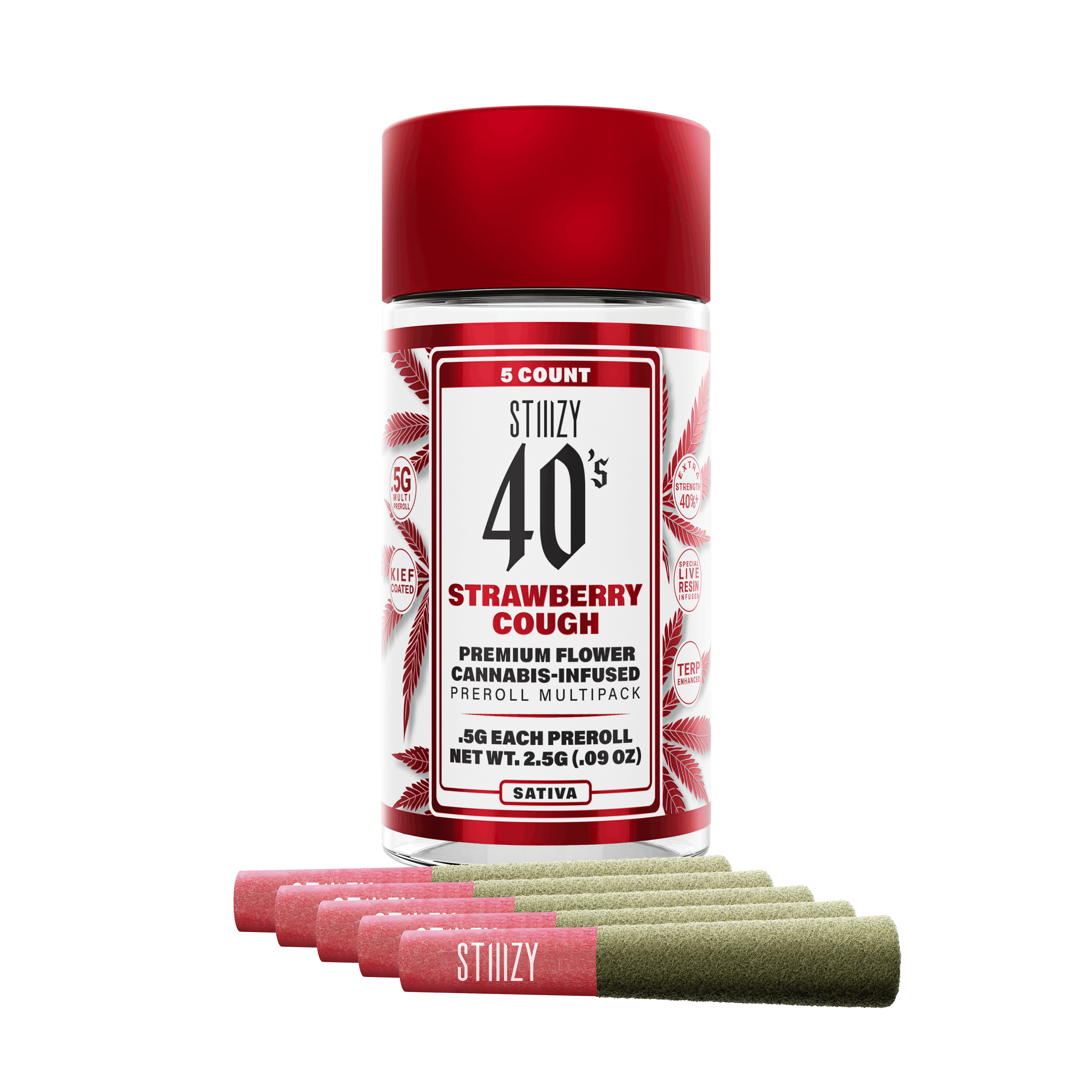 Infused Pre-Rolls | Strawberry Cough 40'S | 5pk x 0.5g | 2.5 g