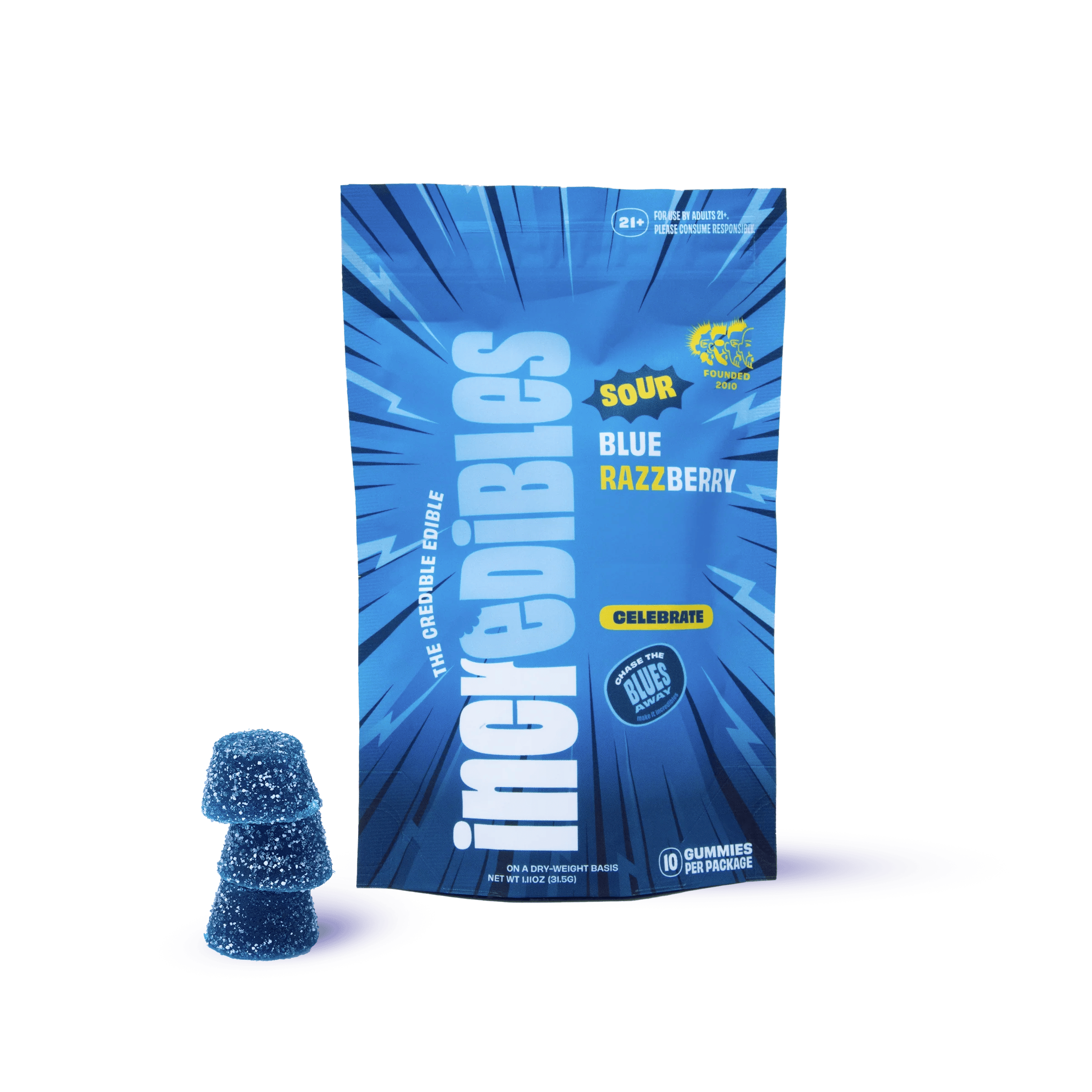Gummies | Sour Blue Razzberry | 1:1 | THC:CBG | 10pk | 100 mg