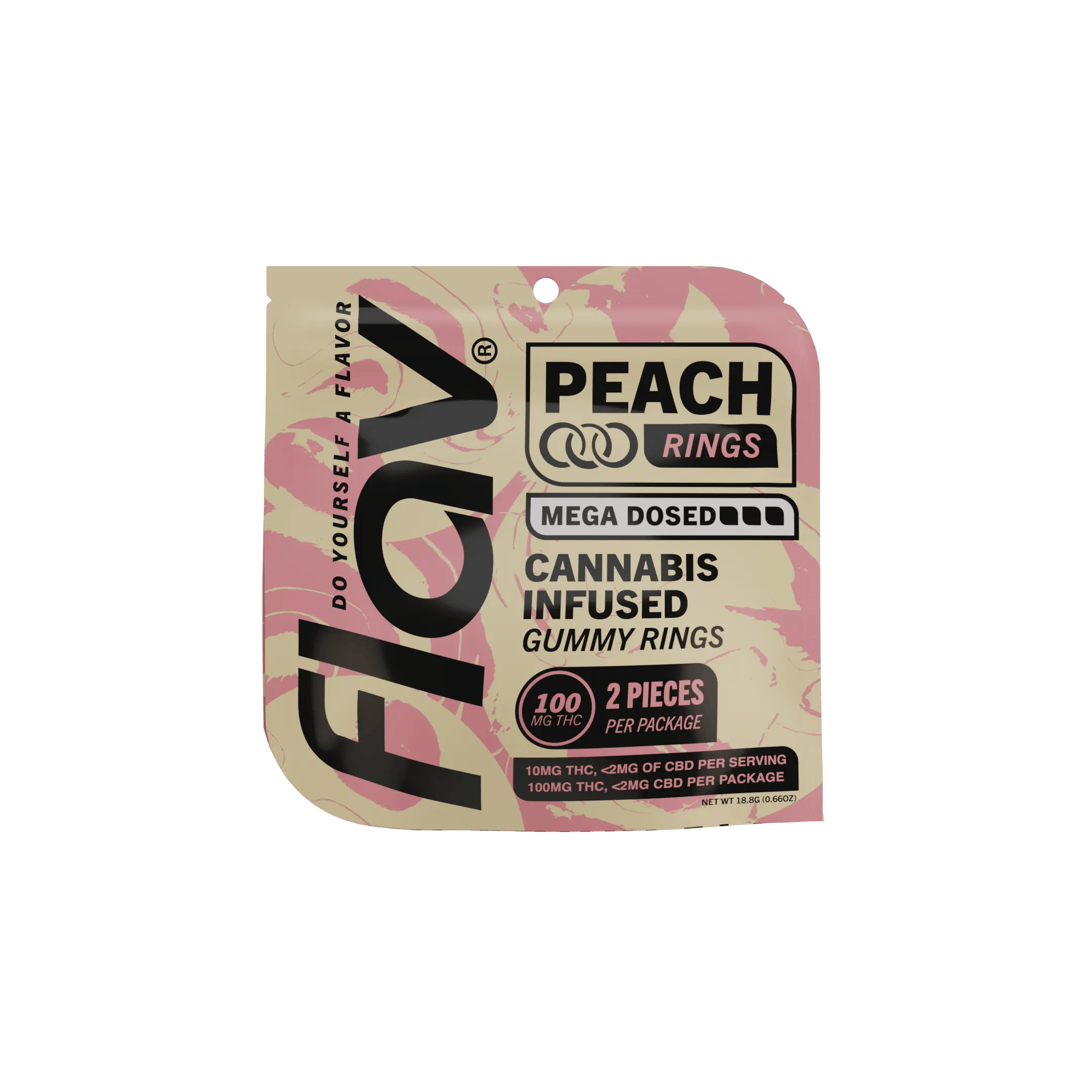 Gummies | Peach Mega Rings | 2pk x 50mg | 100 mg