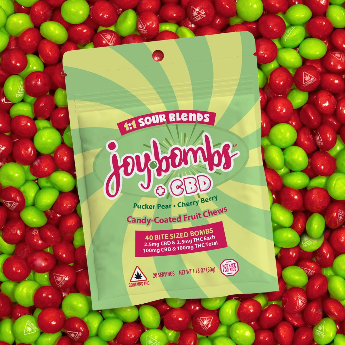 Joy Bombs | 1:1 Pucker Pear Cherry Berry | 40pk