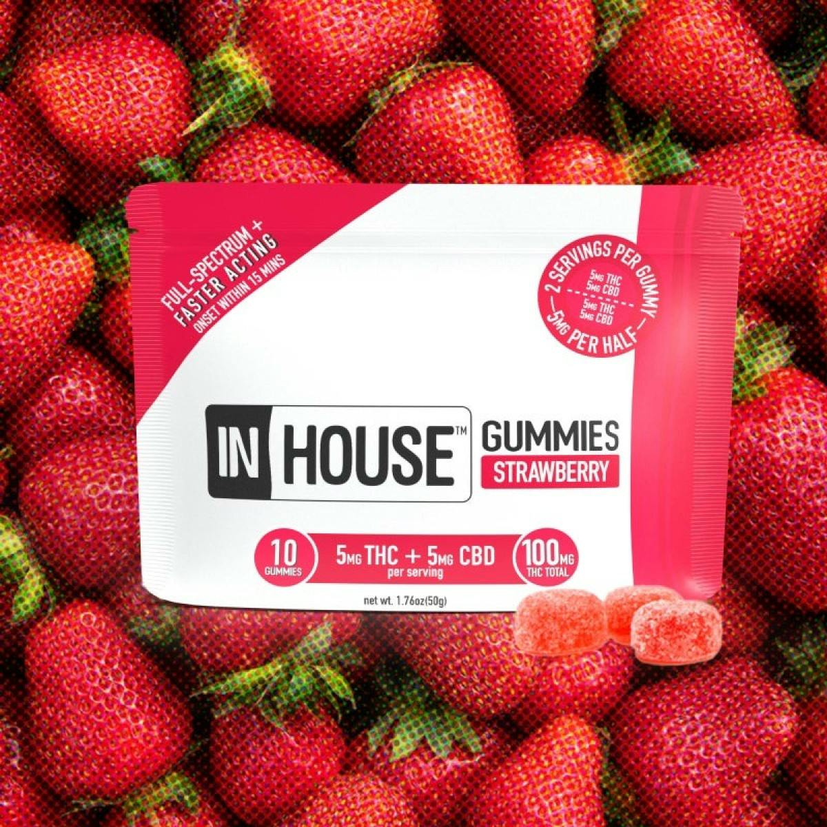 In House | Strawberry Gummies | 1:1 CBD | 10ct