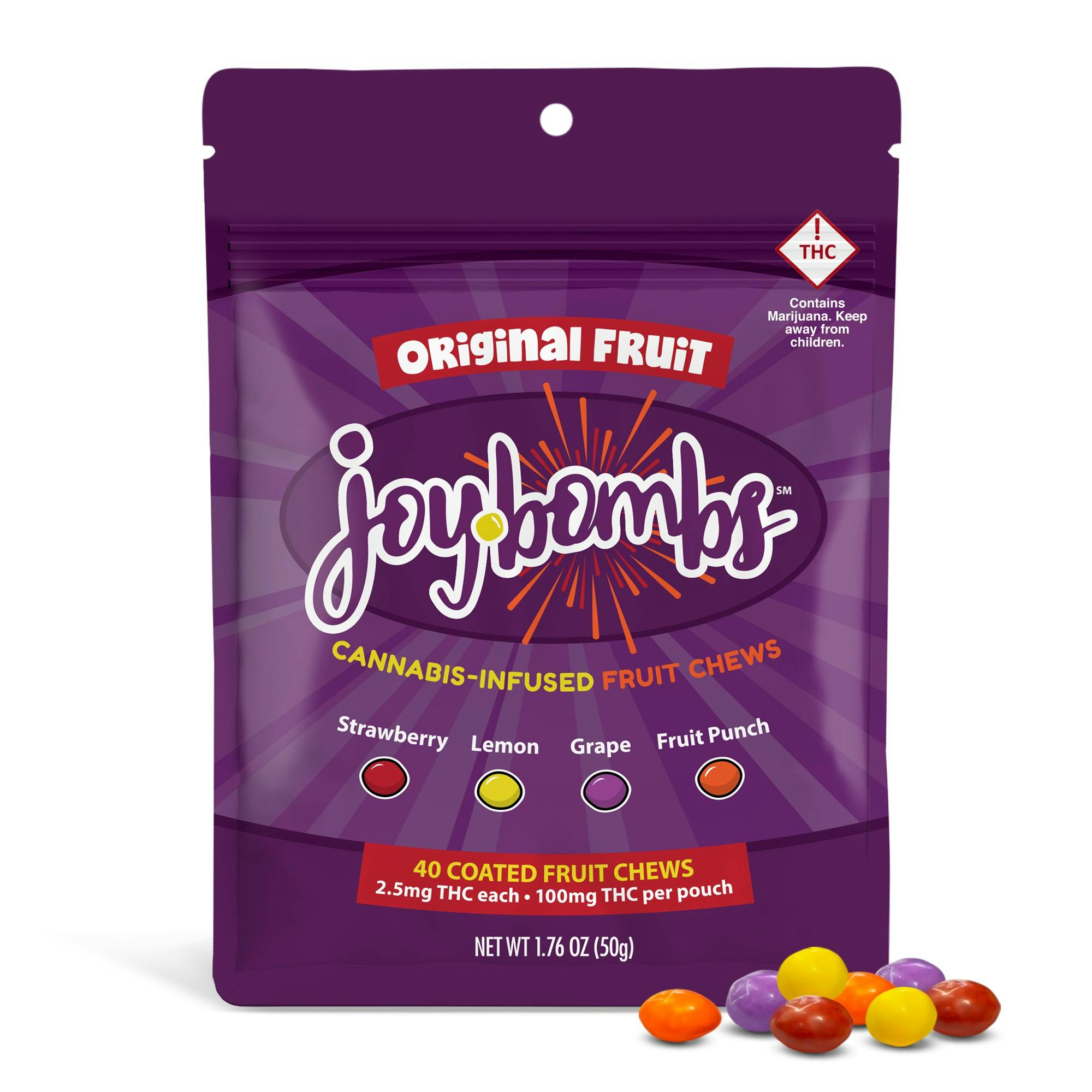Joybombs Original Fruit - 2.5mg THC x 40 Pack/100mg Total Fruit Chews