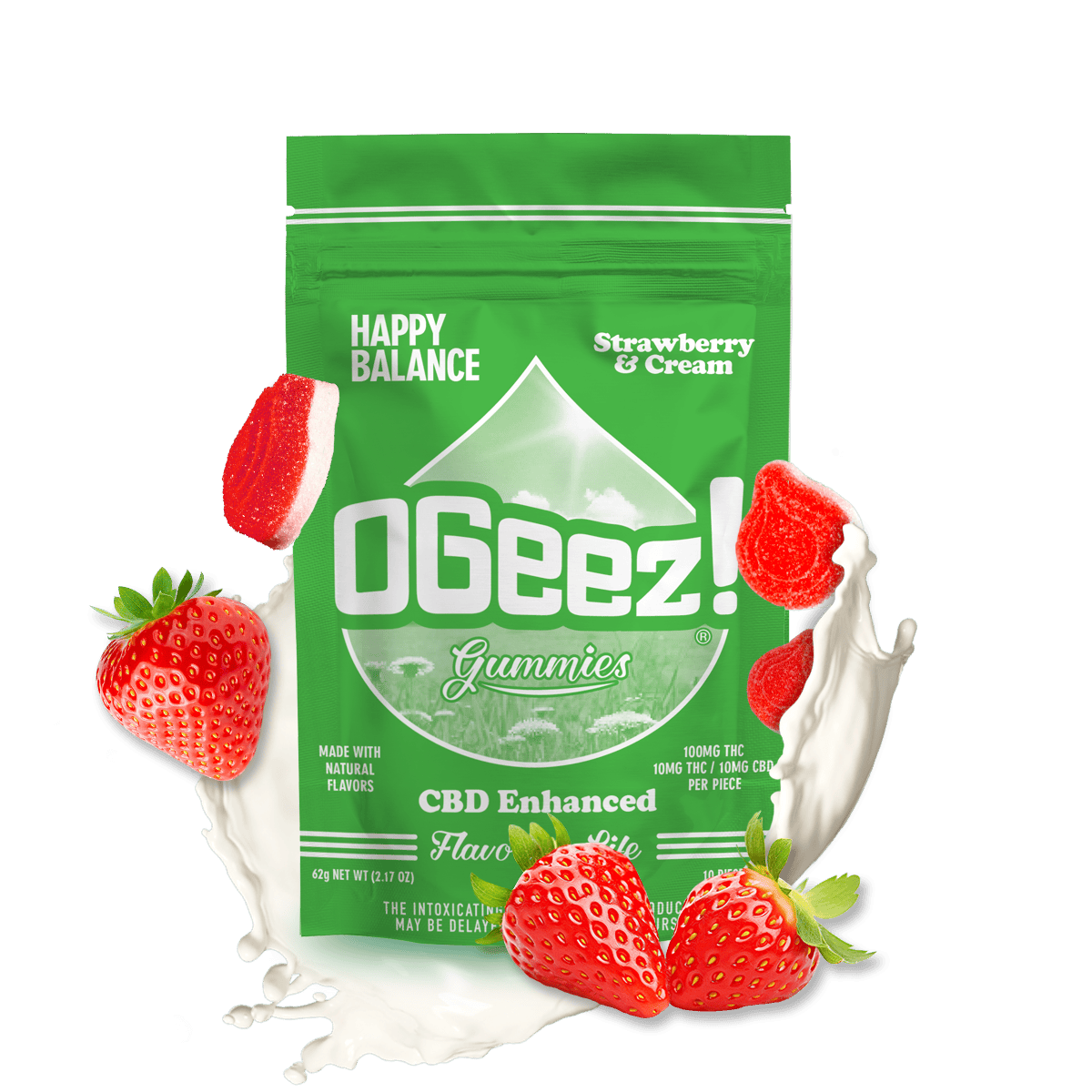 Happy Balance (1:1 THC:CBD) - Strawberries and Cream - 100mg Pack
