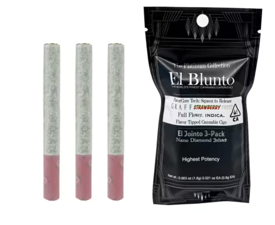 El Blunto — El Blunto FlavorCore Diamond Jointo .6g Indica Graff Strawberry Freez 3pk 1.8g