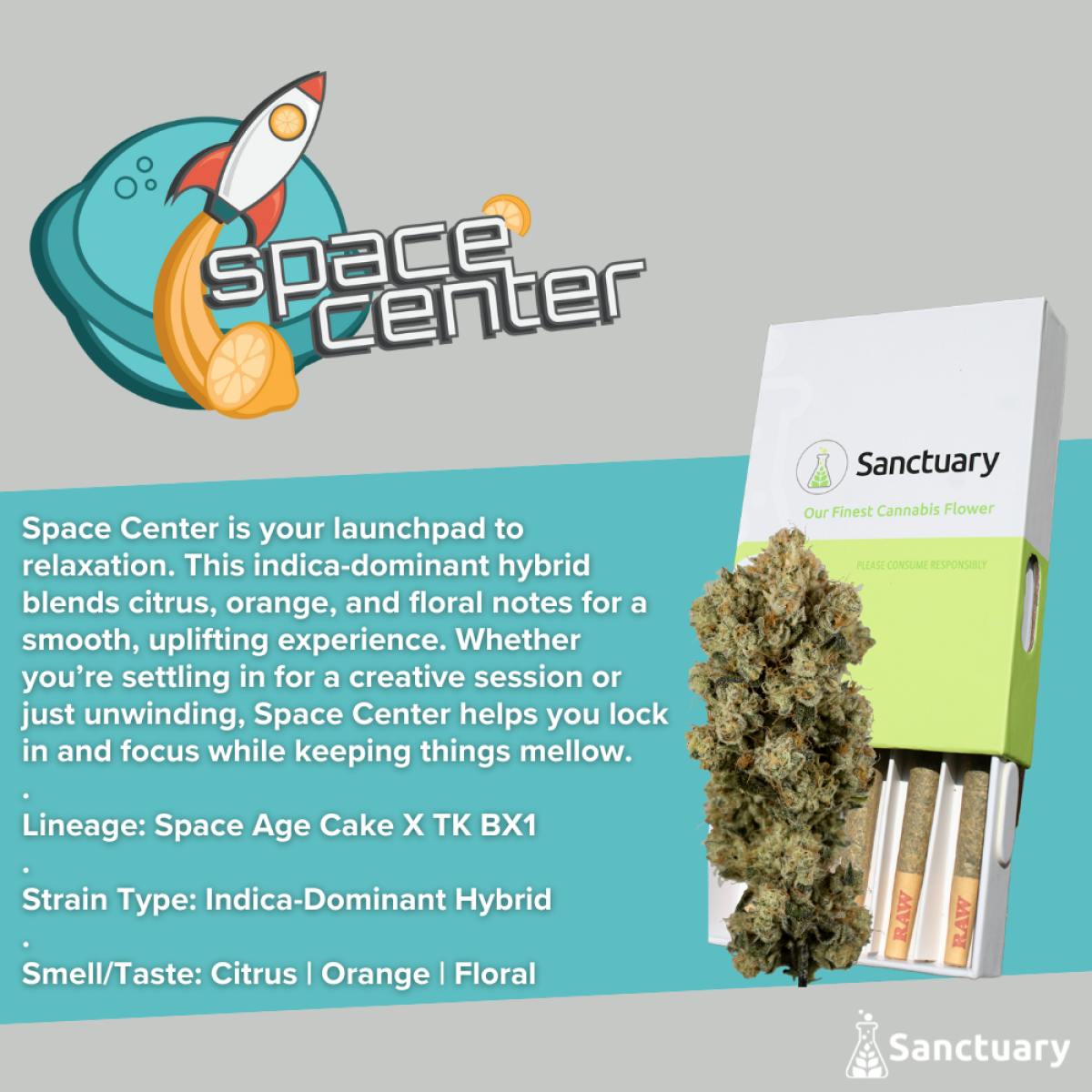 Sanctuary | Space Center | .5g Pre-Rolls | 5pk | Indica Dom. Hybrid