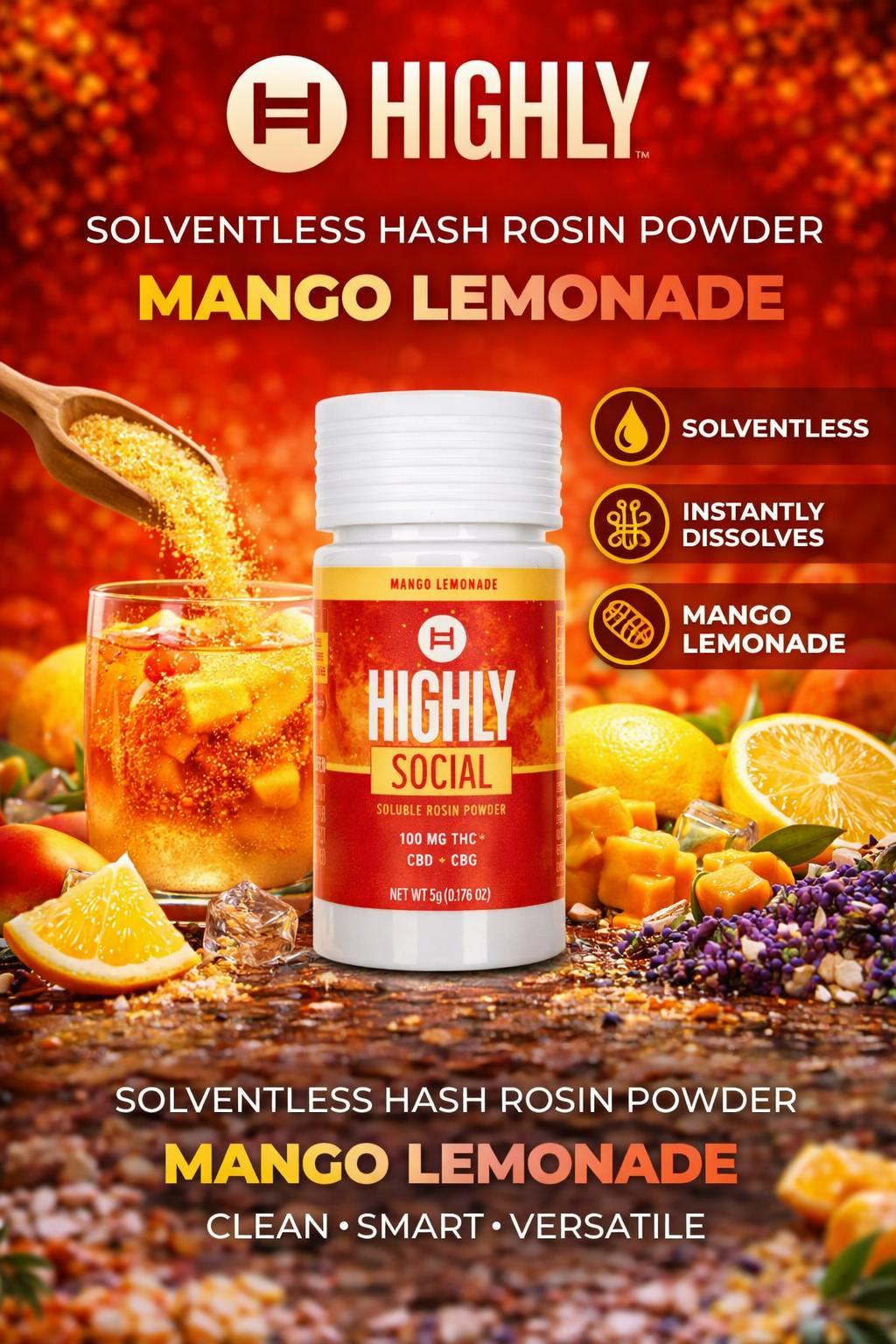 The Highly Co-Labs | Soluble Rosin Powder | Highly Social Mango Lemonade | 5g