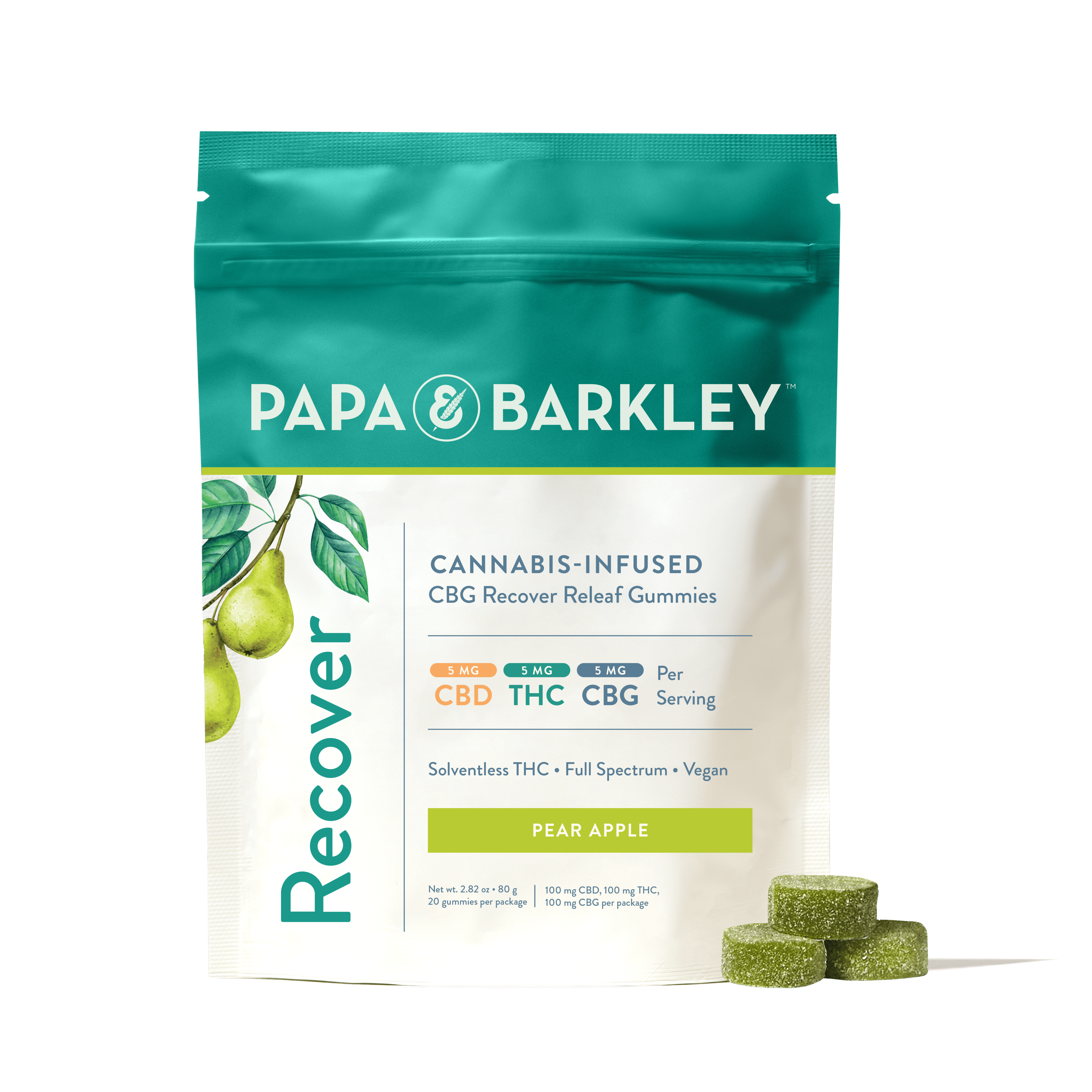 Pear Apple - 1:1:1 CBG:THC:CBD Recover Releaf Gummy
