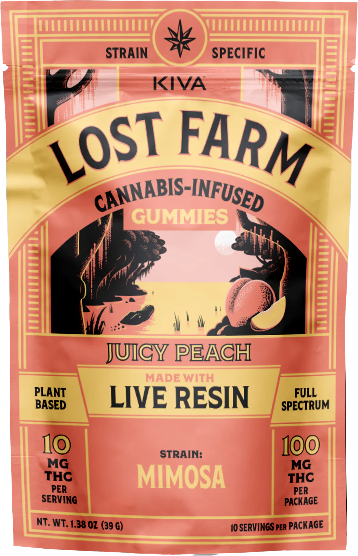 Lost Farm | Gummy | 10pk | 100mg | Live Resin Juicy Peach x Mimosa