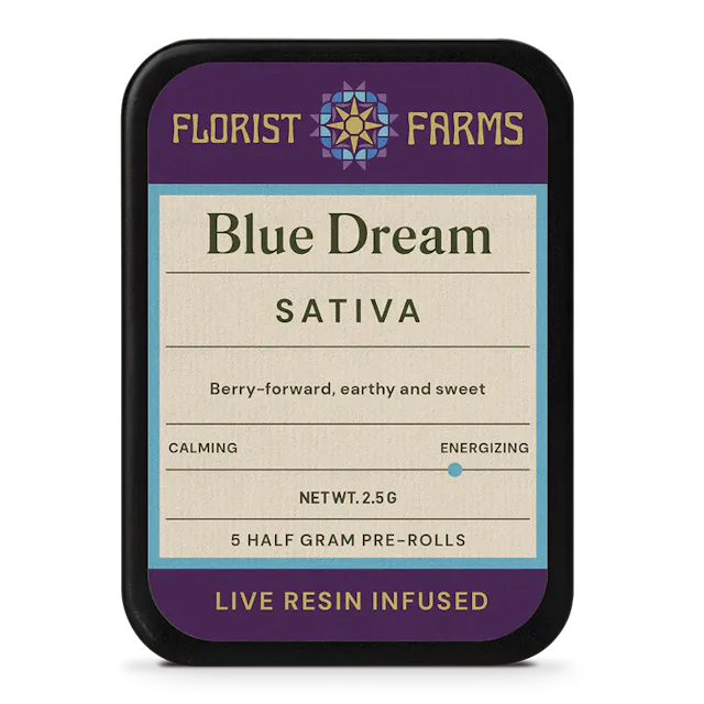 Florist Farms | Preroll | 5pk | 2.5g | Live Resin Infused Blue Dream