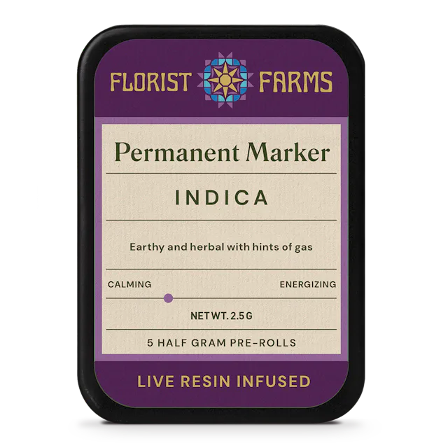 Florist Farms | Preroll | 5pk | 2.5g | Live Resin Infused Permanent Marker