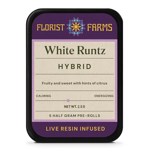 Florist Farms | Preroll | 5pk | 2.5g | Live Resin Infused White Runtz