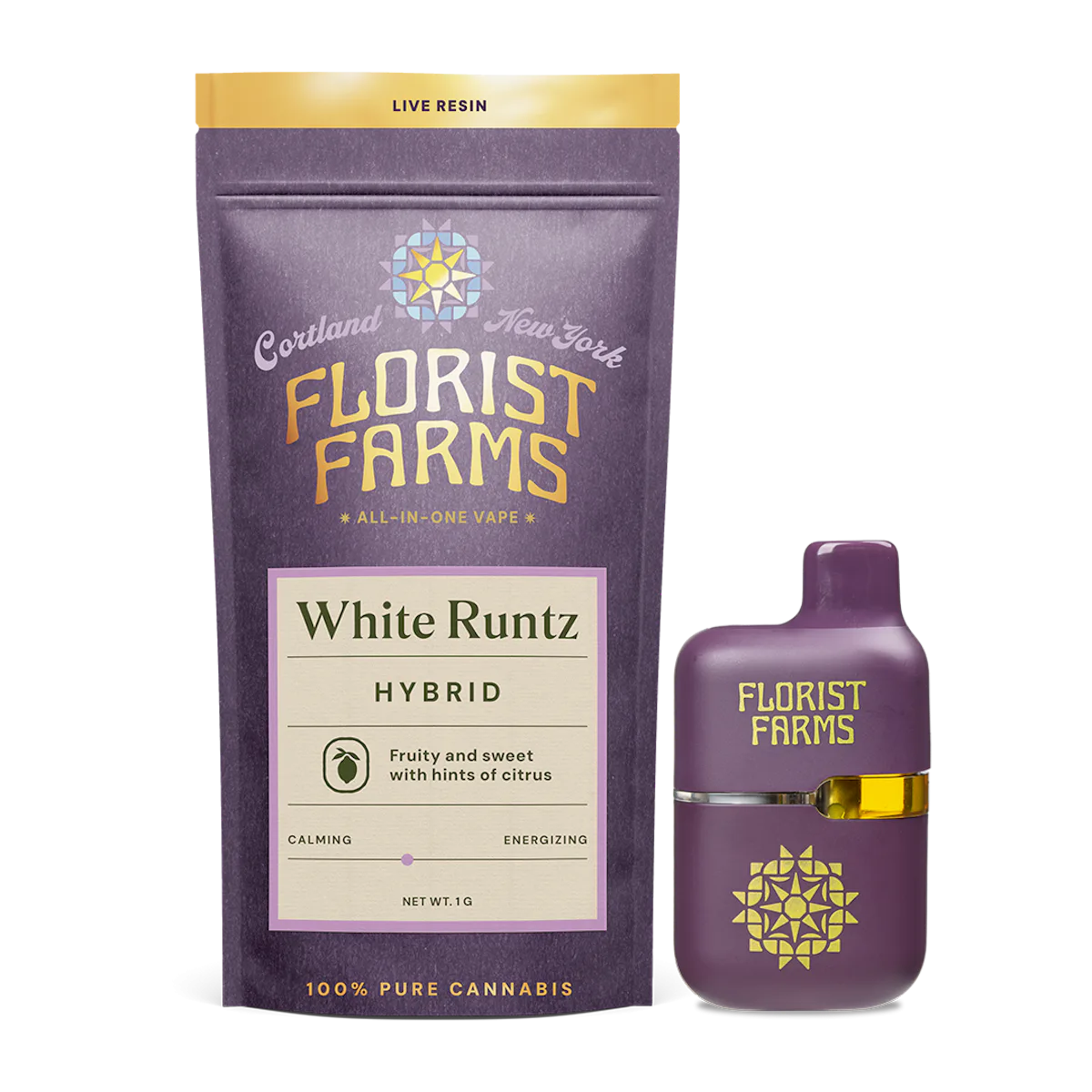 Florist Farms | Vape | 1g AIO Tank | Live Resin White Runtz