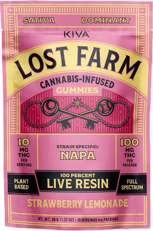 Lost Farm | Gummy | 10pk | 100mg | Live Resin Napa x Strawberry Lemonade