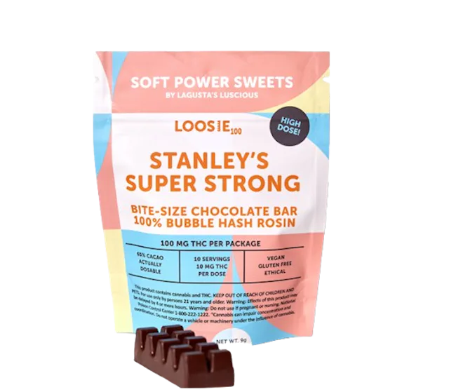 Soft Power Sweets | Edibles | 100mg | Stanley’s Super Strong Bubble Hash Rosin Chocolate
